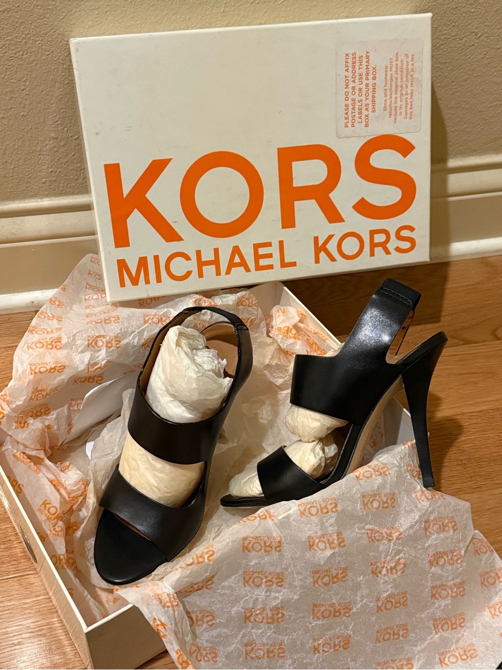 Michael Kors Black Leather Strappy High Heel Sandals